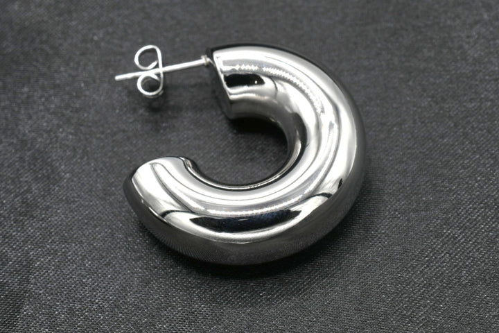 Silver Hollow Hoops