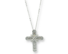 Load image into Gallery viewer, Baguette Cross Necklace ( Plata )