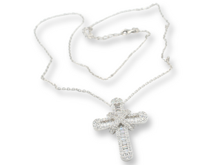 Baguette Cross Necklace ( Plata )