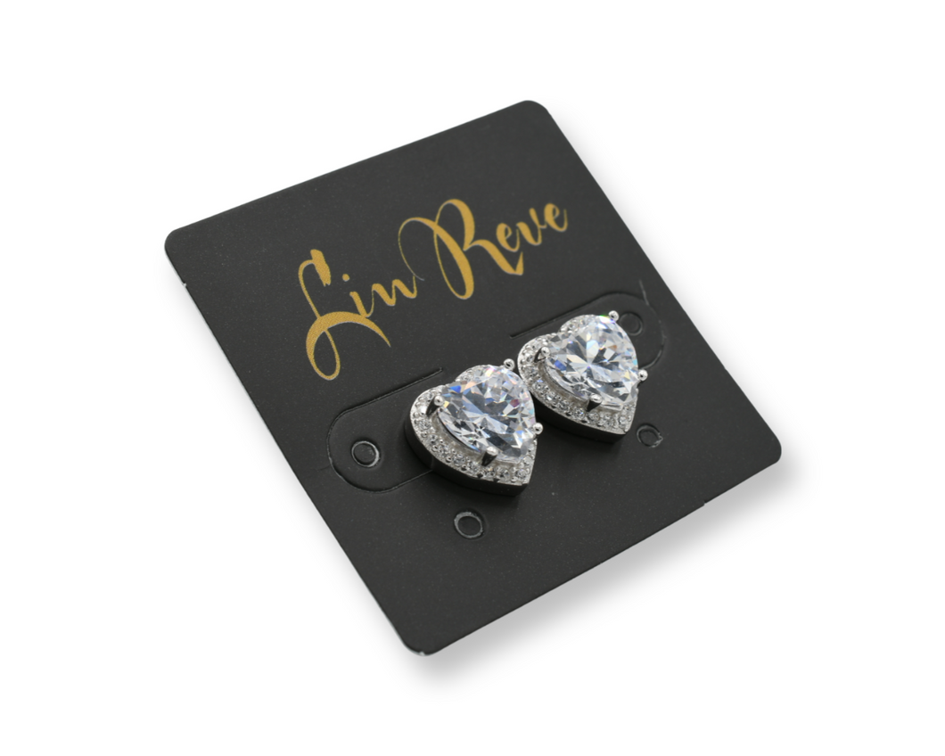 Silver Heart Earrings ( Plata 925 )