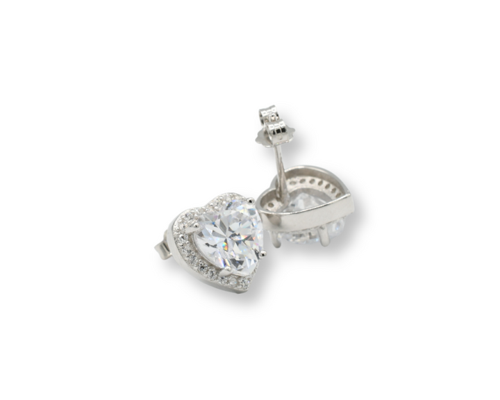 Silver Heart Earrings ( Plata 925 )