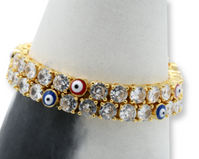 Load image into Gallery viewer, Gold Evil Eye Diamond Bracelet