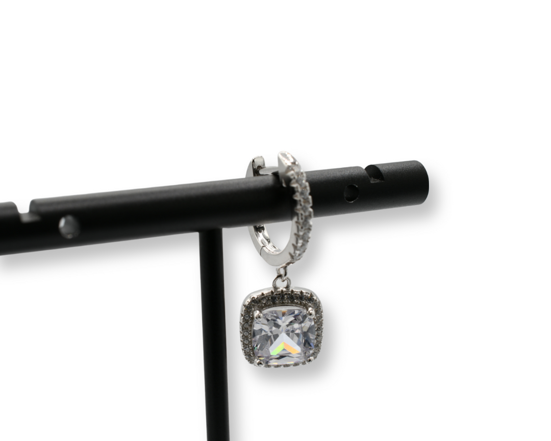 Square Diamond Earrings (Plata)