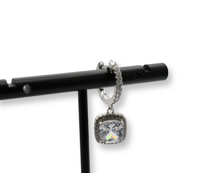 Square Diamond Earrings (Plata)