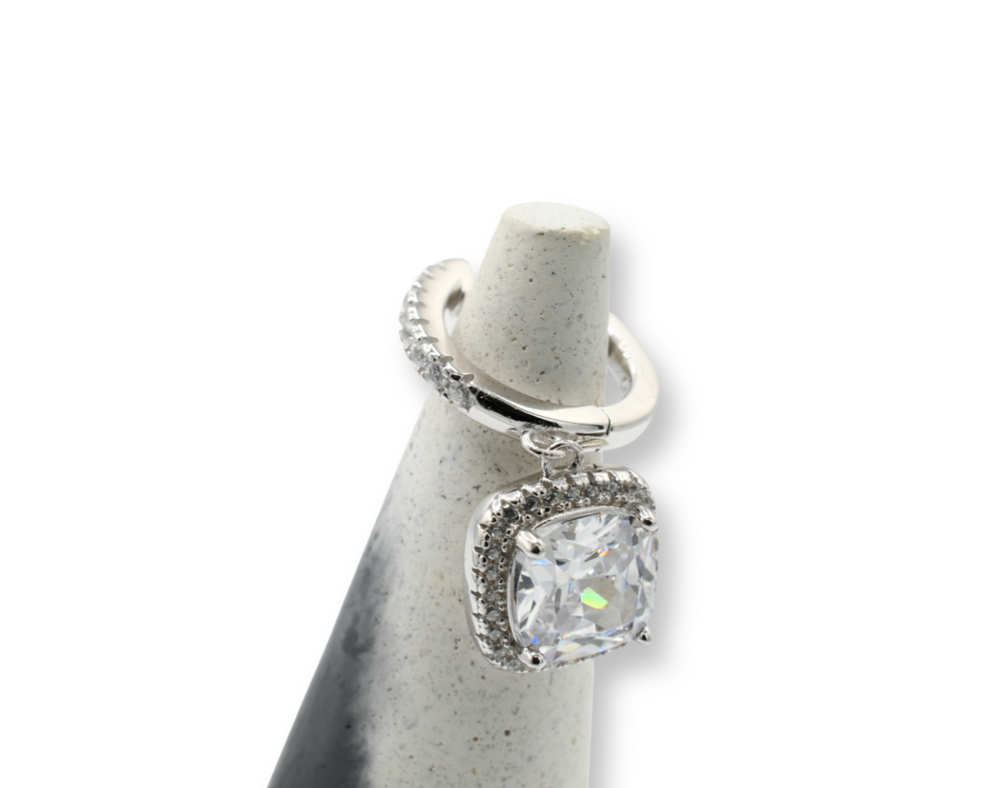 Square Diamond Earrings (Plata)